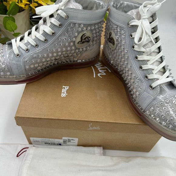 Men’s Christian Louboutin  spiked  high top sneakers size 41 made in Italy - Picture 7 of 12